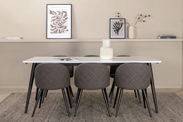 Jimmy Spisegruppe 195 cm Rektangulær med 6 Velvet Stoler - Sort - Møbler - Bord - Spisegruppe
