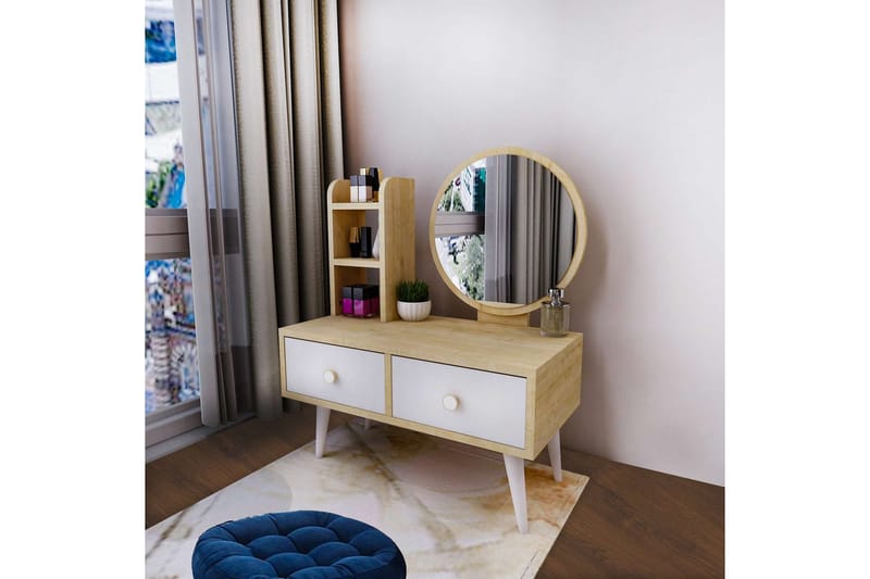 Jorvan Sminkebord 70 cm - Hvit/Blå - Møbler - Bord - Sminkebord & toalettbord