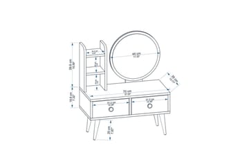 Jorvan Sminkebord 70 cm - Hvit/Blå - Møbler - Bord - Sminkebord & toalettbord