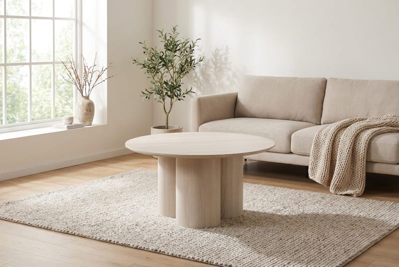 Juno sofabord rundt 85 cm - Hvitlasert - Møbler - Bord - Sofabord & salongbord