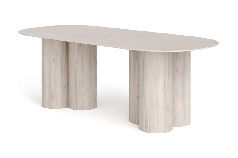 Juno Spisebord Oval 220×100 cm Finér, Hvitlasert eik