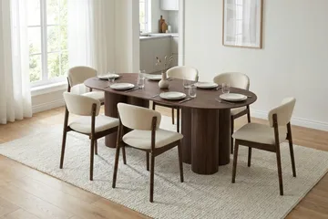 Juno Spisebord Oval 220×100 cm Finér - Valnøtt - Møbler - Bord - Spisebord & kjøkkenbord