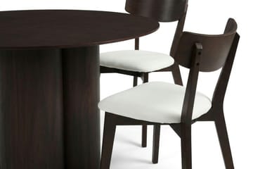 Juno spisegruppe 130 cm rund i røkt eik med 6 Amelia spisestoler med sittepute - Røkt eik/Beige - Møbler - Bord - Spisegruppe