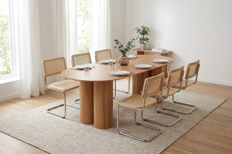 Juno spisegruppe rektangulær 220 cm eik med 6 Build spisestoler - Eik - Møbler - Bord - Spisegruppe