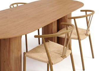 Juno spisegruppe rektangulær 220 cm eik med 6 Elysia spisestoler - Møbler - Bord - Spisegruppe