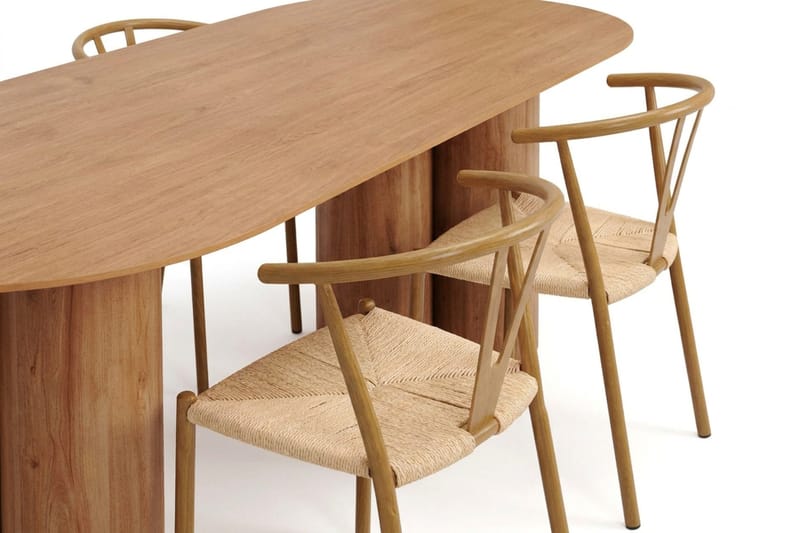 Juno spisegruppe rektangulær 220 cm eik med 6 Elysia spisestoler - Møbler - Bord - Spisegruppe