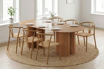 Juno spisegruppe rektangulær 220 cm eik med 6 Elysia spisestoler - Møbler - Bord - Spisegruppe