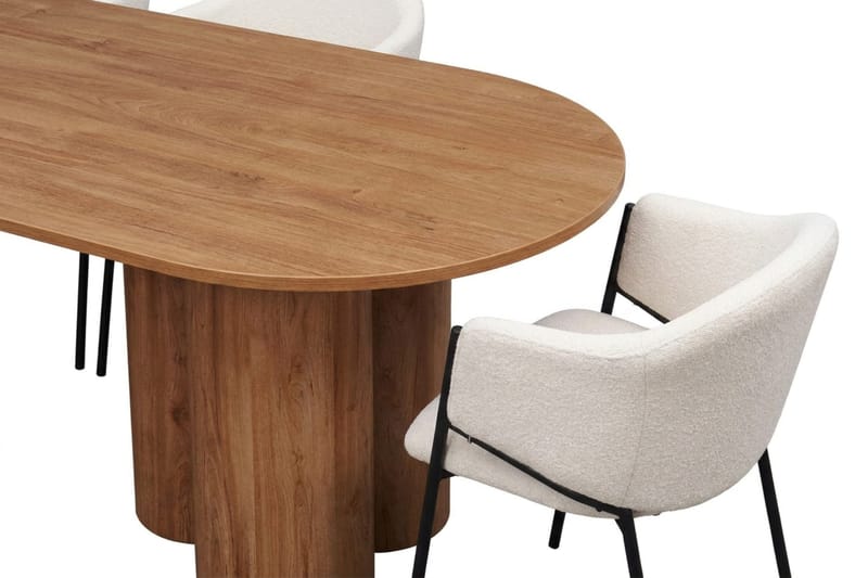 Juno spisegruppe rektangulær 220 cm eik med 6 Filip spisestoler - Eik - Møbler - Bord - Spisegruppe