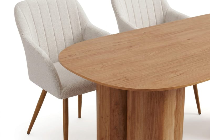 Juno spisegruppe rektangulær 220 cm eik med 6 Filippa spisestoler - Eik - Møbler - Bord - Spisegruppe