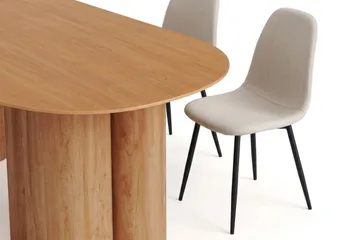 Juno spisegruppe rektangulær 220 cm eik med 6 Nibe spisestoler - Eik - Møbler - Bord - Spisegruppe