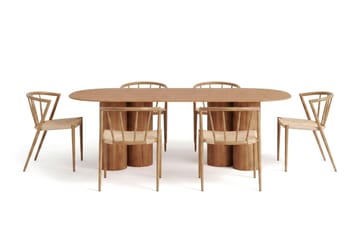 Juno spisegruppe rektangulær 220 cm eik med 6 Winston spisestoler - Eik - Møbler - Bord - Spisegruppe