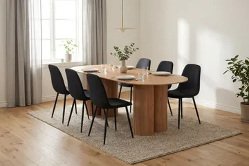 Juno spisegruppe rektangulær 220 cm eik med 8 Nibe spisestoler - Eik - Møbler - Bord - Spisegruppe