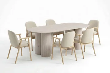 Juno spisegruppe rektangulær 220 cm hvitlasert med 6 Reciclar spisestoler - Hvitlasert - Møbler - Bord - Spisegruppe