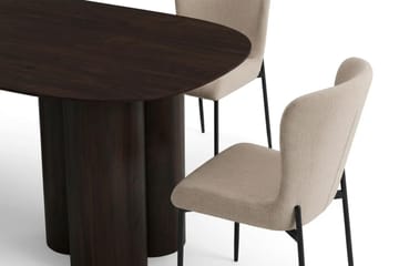 Juno spisegruppe rektangulær 220 cm røkt eik med 6 Elsie spisestoler - Røkt eik/Beige - Møbler - Bord - Spisegruppe