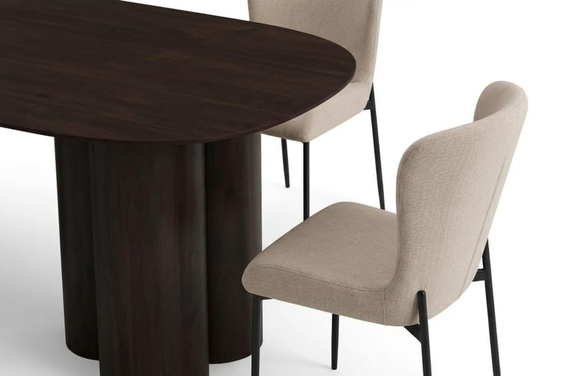 Juno spisegruppe rektangulær 220 cm røkt eik med 6 Elsie spisestoler - Røkt eik/Beige - Møbler - Bord - Spisegruppe