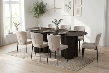 Juno spisegruppe rektangulær 220 cm røkt eik med 6 Elsie spisestoler - Røkt eik/Beige - Møbler - Bord - Spisegruppe