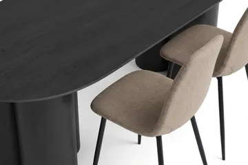 Juno spisegruppe rektangulær 220 cm svart med 6 Nibe spisestoler - Svartbeiset eik - Møbler - Bord - Spisegruppe
