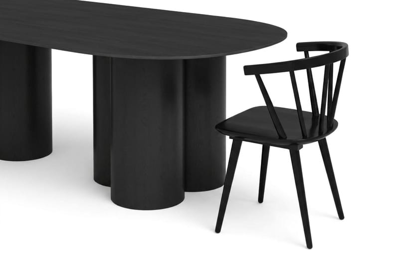 Juno spisegruppe rektangulær 220 cm svart med 6 Tyrö spisestoler - Svart - Møbler - Bord - Spisegruppe