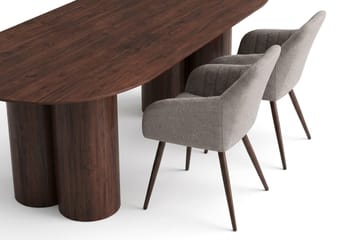 Juno spisegruppe rektangulær 220 cm valnøtt med 6 Filippa spisestoler - Valnøtt - Møbler - Bord - Spisegruppe