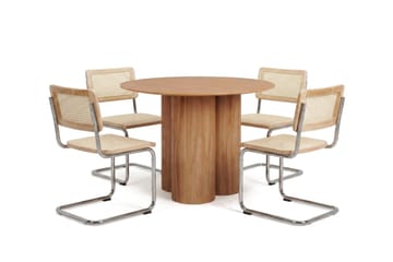 Juno spisegruppe rund 110 cm Eik med 4 Build spisestoler - Eik - Møbler - Bord - Spisegruppe