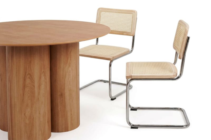 Juno spisegruppe rund 110 cm Eik med 4 Build spisestoler - Eik - Møbler - Bord - Spisegruppe