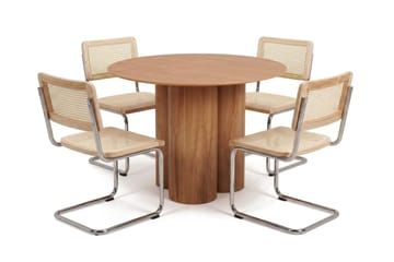 Juno spisegruppe rund 110 cm Eik med 4 Build spisestoler - Eik - Møbler - Bord - Spisegruppe