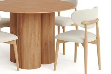 Juno spisegruppe rund 110 cm eik med 4 Molly spisestoler - Eik - Møbler - Bord - Spisegruppe