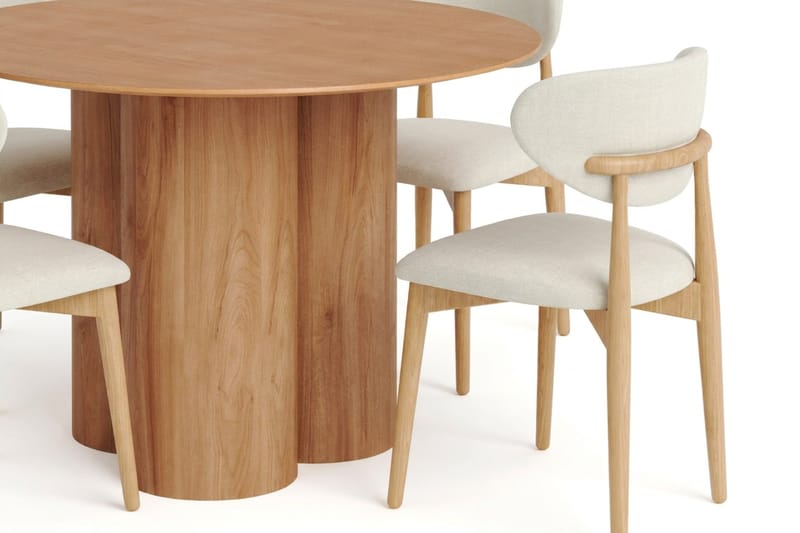 Juno spisegruppe rund 110 cm eik med 4 Molly spisestoler - Eik - Møbler - Bord - Spisegruppe