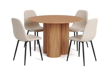 Beige/metallben svart - Mørk brun