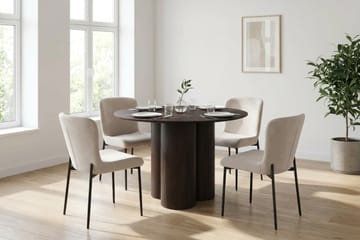 Juno spisegruppe rund 110 cm røkt eik med 4 Elsie spisestoler - Røkt eik/Beige - Møbler - Bord - Spisegruppe