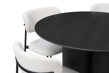 Juno spisegruppe rund 110 cm svart med 4 Lucy spisestoler - Svart - Møbler - Bord - Spisegruppe