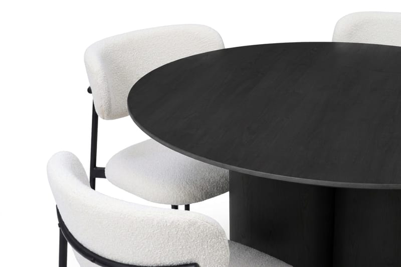 Juno spisegruppe rund 110 cm svart med 4 Lucy spisestoler - Svart - Møbler - Bord - Spisegruppe