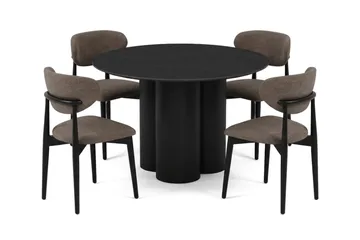 Juno spisegruppe rund 110 cm svart med 4 Molly spisestoler