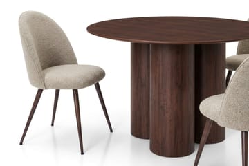 Juno spisegruppe rund 110 cm valnøtt med 4 Nibe Plus spisestoler - Valnøtt - Møbler - Bord - Spisegruppe