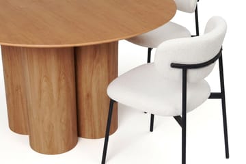 Juno spisegruppe rund 130 cm eik med 6 Lucy spisestoler - Eik - Møbler - Bord - Spisegruppe