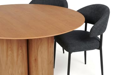 Juno spisegruppe rund 130 cm eik med 6 Sawako spisestoler - Eik - Møbler - Bord - Spisegruppe
