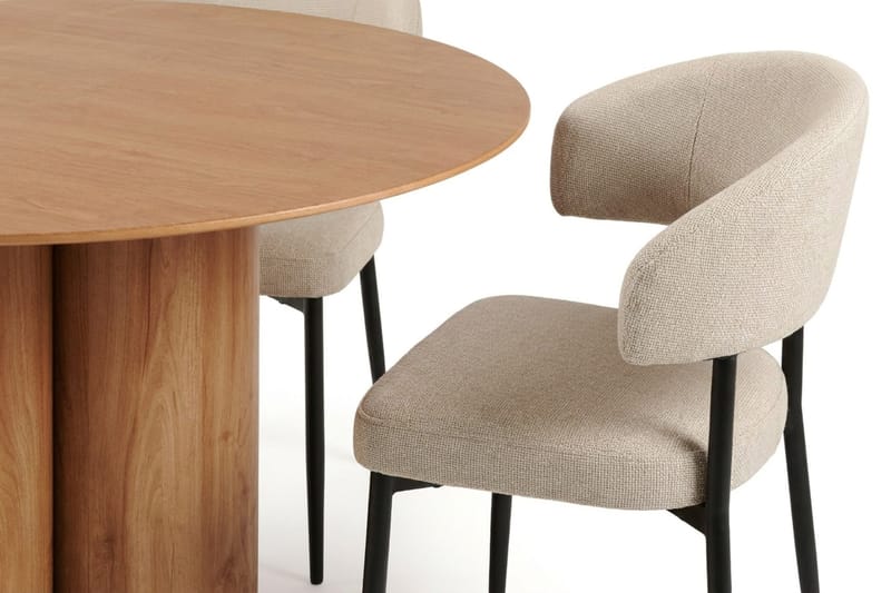 Juno spisegruppe rund 130 cm eik med 6 Sawako spisestoler - Eik - Møbler - Bord - Spisegruppe
