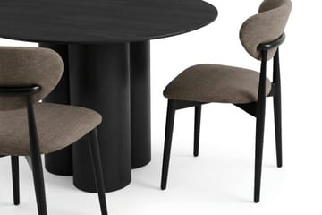 Juno Spisegruppe rund 130 cm Svart med 6 Molly spisestoler - Svart - Møbler - Bord - Spisegruppe