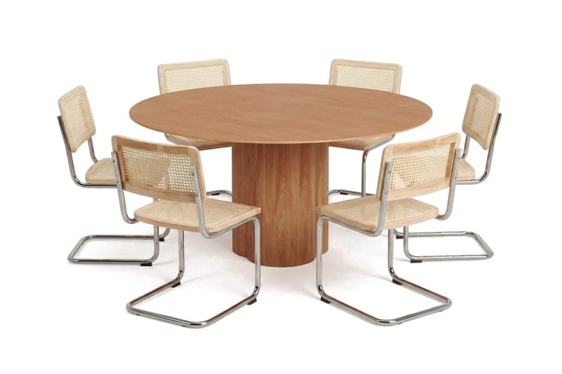 Juno spisegruppe rund 150 cm eik med 6 Build spisestoler - Eik - Møbler - Bord - Spisegruppe