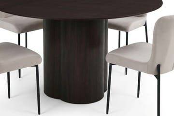 Juno spisegruppe rund 150 cm røkt eik med 6 Elsie spisestoler - Røkt eik/Beige - Møbler - Bord - Spisegruppe