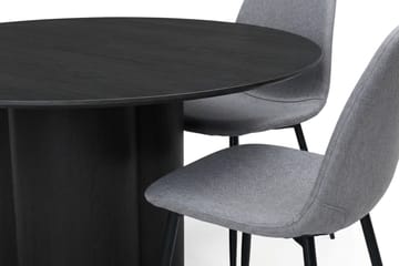 Juno spisegruppe rund 150 cm svart med 6 Nibe spisestoler - Svart - Møbler - Bord - Spisegruppe