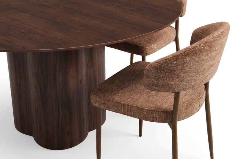 Juno spisegruppe rund 150 cm valnøtt med 6 Jairam spisestoler - Valnøtt - Møbler - Bord - Spisegruppe