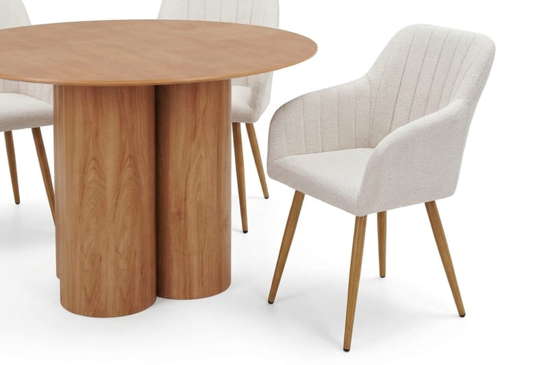 Juno spisegruppe rundt 110 cm eik med 4 Filippa spisestoler - Eik - Møbler - Bord - Spisegruppe