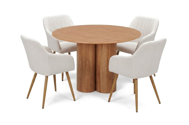 Juno spisegruppe rundt 110 cm eik med 4 Filippa spisestoler - Eik - Møbler - Bord - Spisegruppe