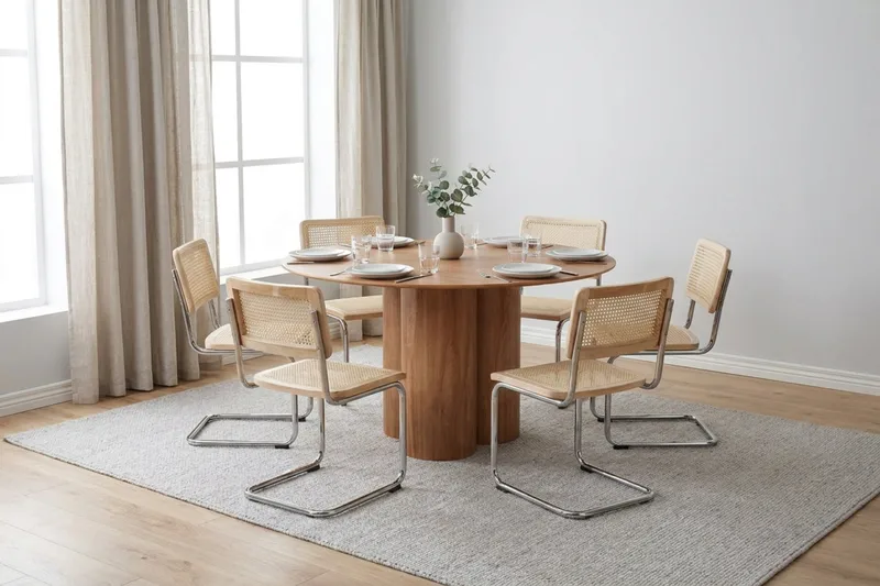 Juno spisegruppe rundt 130 cm eik med 6 Build spisestoler - Eik - Møbler - Bord - Spisegruppe