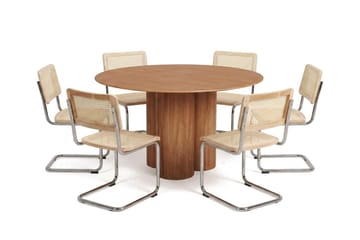 Juno spisegruppe rundt 130 cm eik med 6 Build spisestoler - Eik - Møbler - Bord - Spisegruppe
