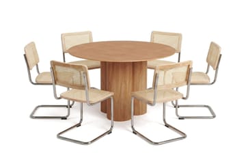 Juno spisegruppe rundt 130 cm eik med 6 Build spisestoler - Eik - Møbler - Bord - Spisegruppe