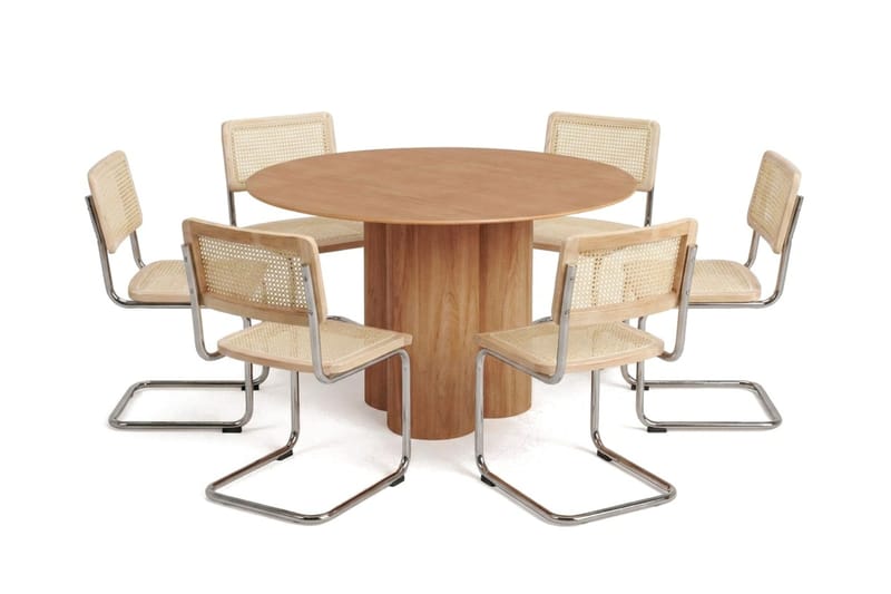 Juno spisegruppe rundt 130 cm eik med 6 Build spisestoler - Eik - Møbler - Bord - Spisegruppe