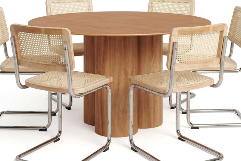 Juno spisegruppe rundt 130 cm eik med 6 Build spisestoler - Eik - Møbler - Bord - Spisegruppe