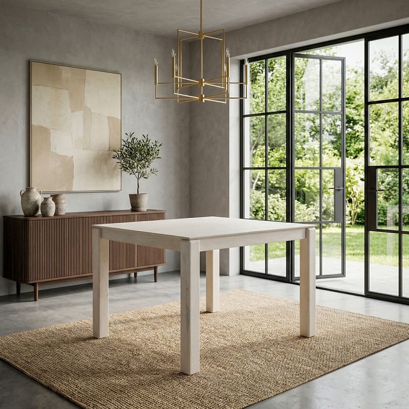 Jununa spisebord 80 cm - Lett hvitkalket - Møbler - Bord - Spisebord & kjøkkenbord